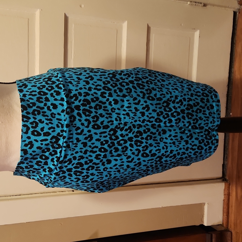Forever21+ XL Turquoise Leopard Bodycon Skirt